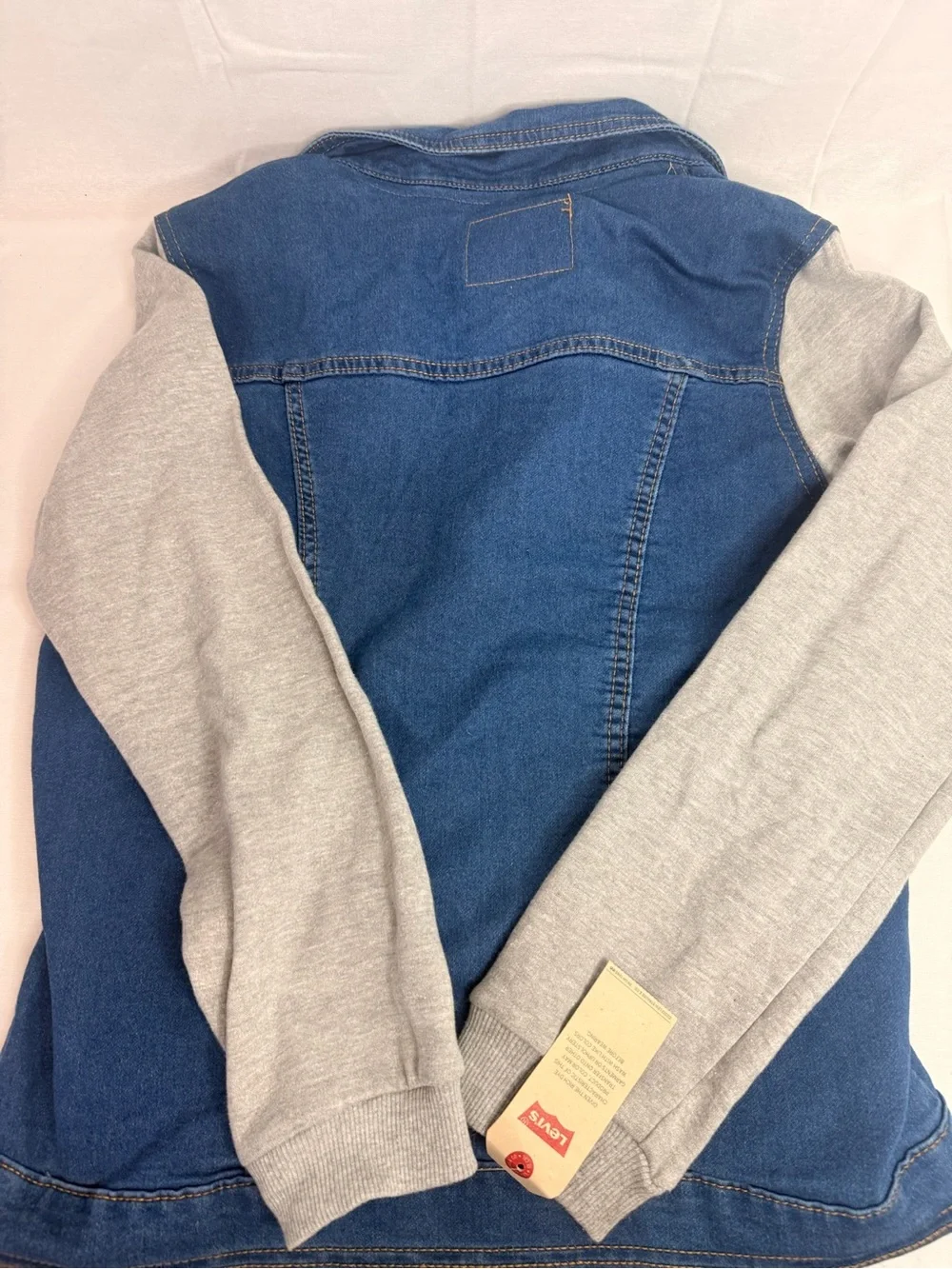Levi's Kids Blue Denim Jacket with Light Gray Hood & Sleeves